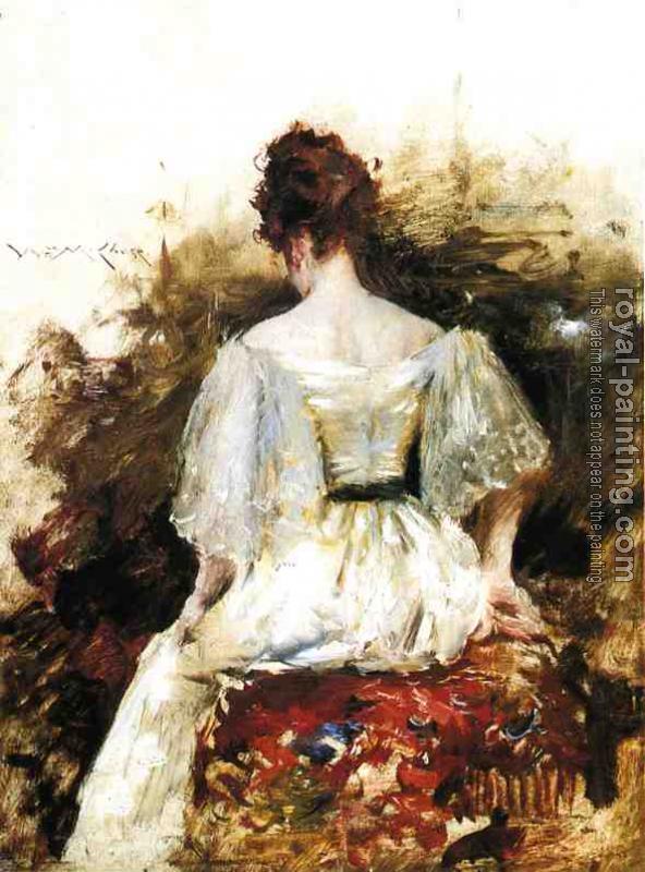 William Merritt Chase : Portrait of a Woman The White Dress